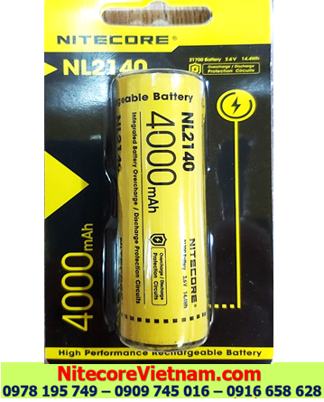 Pin sạc Nitecore 21700 (NL2140 3.7v)